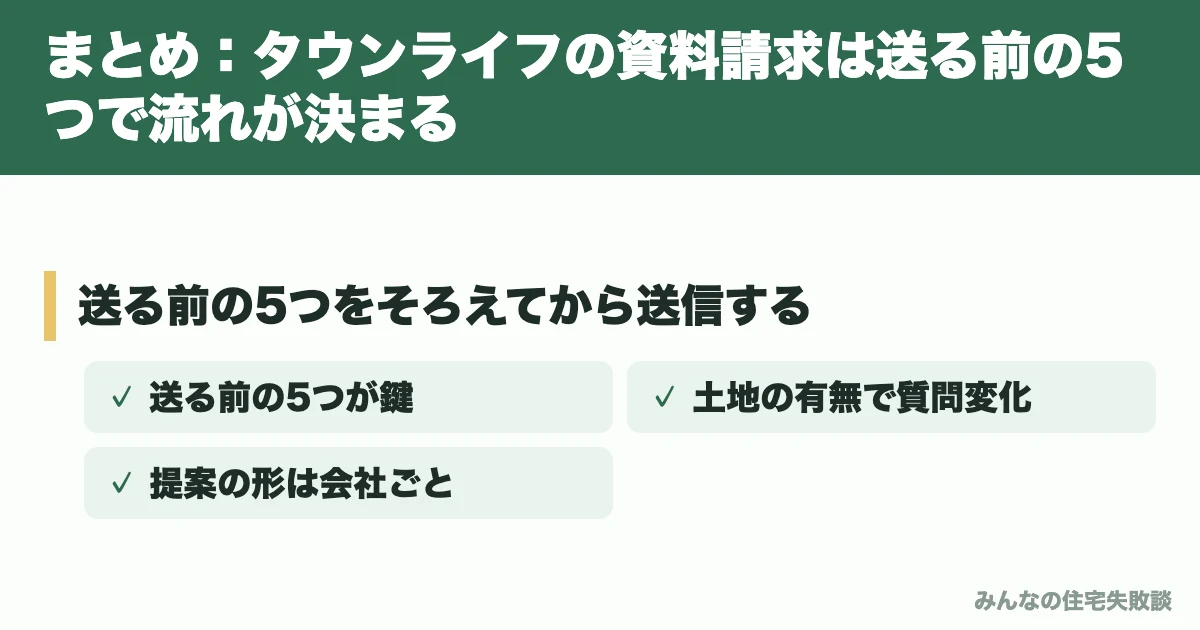 まとめ：タウンライフの資料請求は送る前の5つで流れが決まる