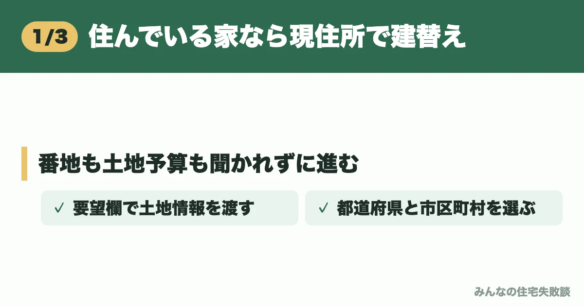 住んでいる家なら現住所で建替え