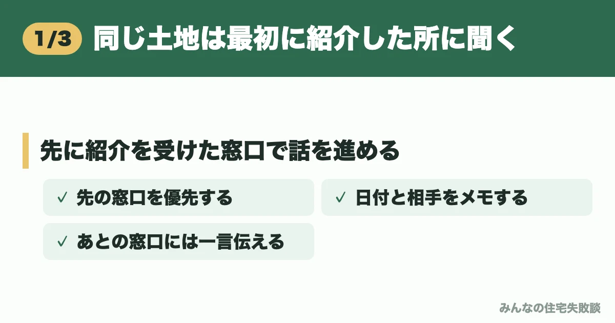 同じ土地は最初に紹介した所に聞く